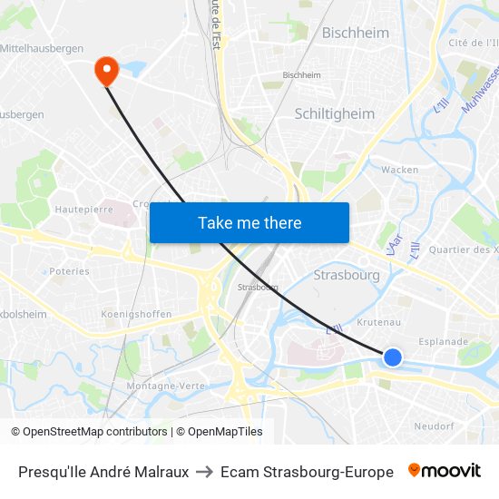 Presqu'Ile André Malraux to Ecam Strasbourg-Europe map