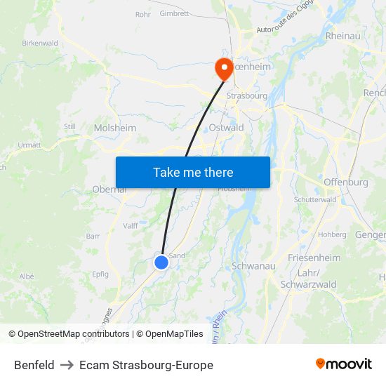 Benfeld to Ecam Strasbourg-Europe map