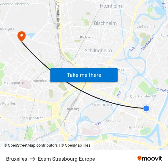 Bruxelles to Ecam Strasbourg-Europe map