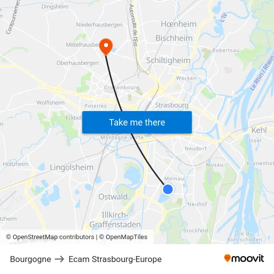 Bourgogne to Ecam Strasbourg-Europe map