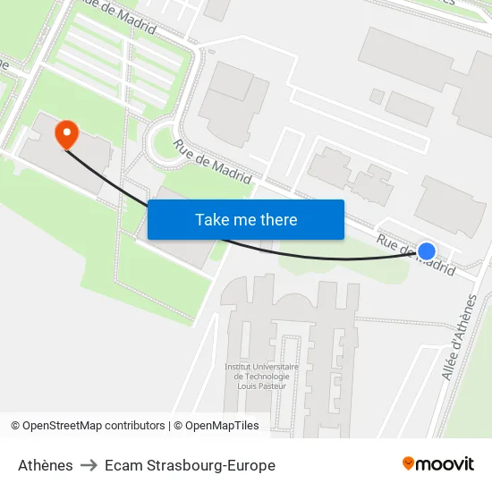 Athènes to Ecam Strasbourg-Europe map