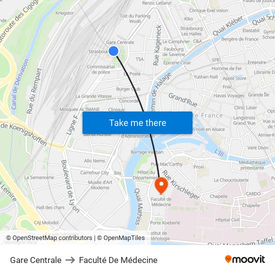 Gare Centrale to Faculté De Médecine map