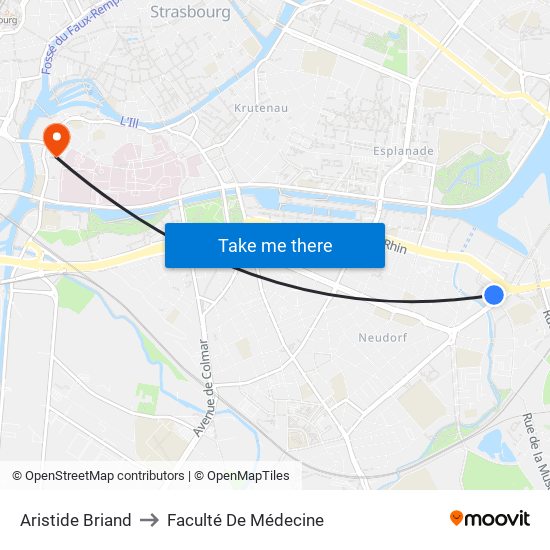 Aristide Briand to Faculté De Médecine map