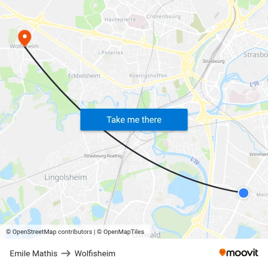 Emile Mathis to Wolfisheim map