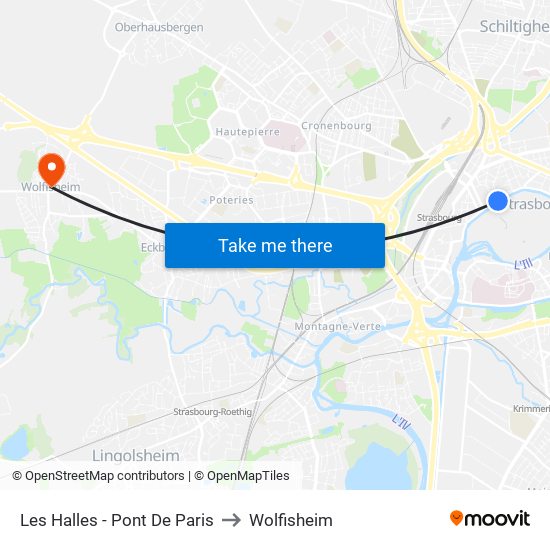 Les Halles - Pont De Paris to Wolfisheim map