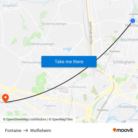 Fontaine to Wolfisheim map