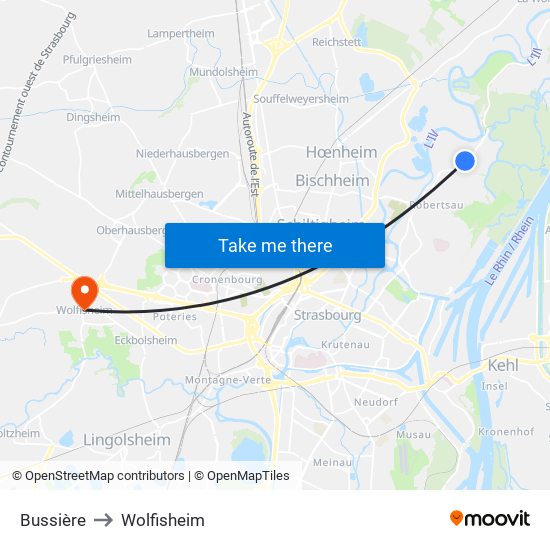 Bussière to Wolfisheim map