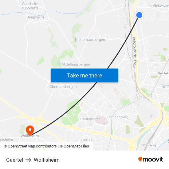 Gaertel to Wolfisheim map