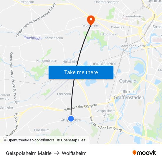 Geispolsheim Mairie to Wolfisheim map