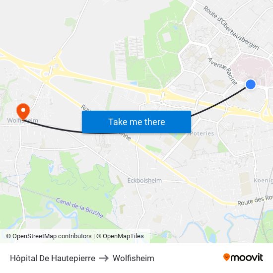 Hôpital De Hautepierre to Wolfisheim map