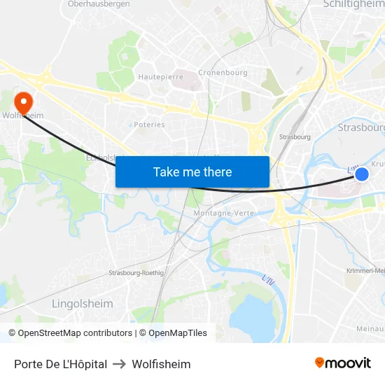 Porte De L'Hôpital to Wolfisheim map