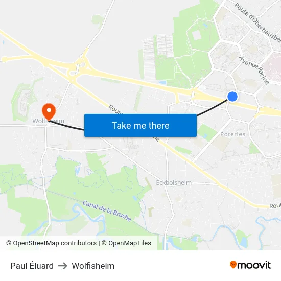 Paul Éluard to Wolfisheim map