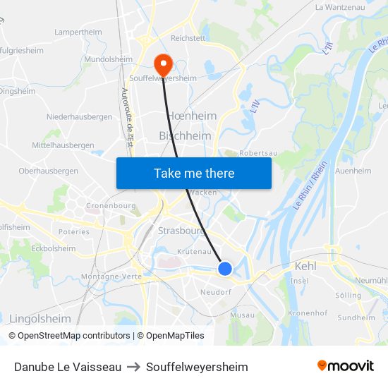 Danube Le Vaisseau to Souffelweyersheim map