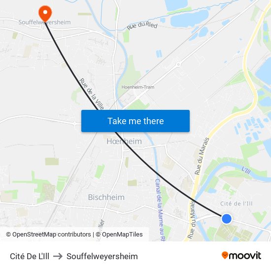 Cité De L'Ill to Souffelweyersheim map