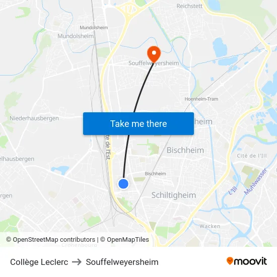 Collège Leclerc to Souffelweyersheim map