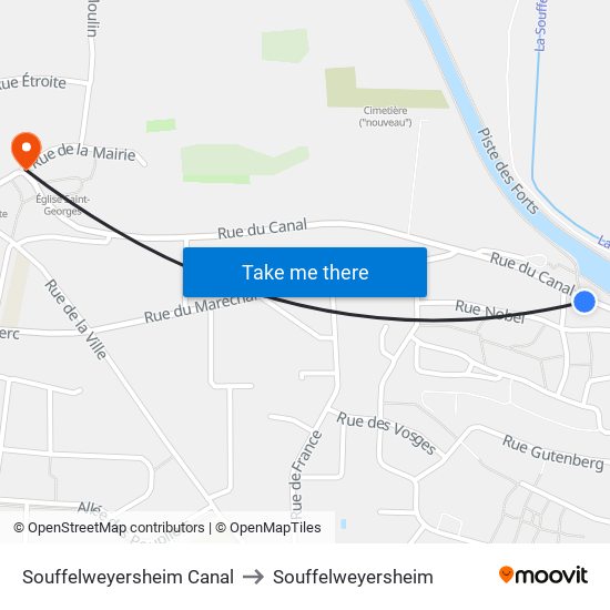 Souffelweyersheim Canal to Souffelweyersheim map