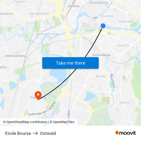 Etoile Bourse to Ostwald map