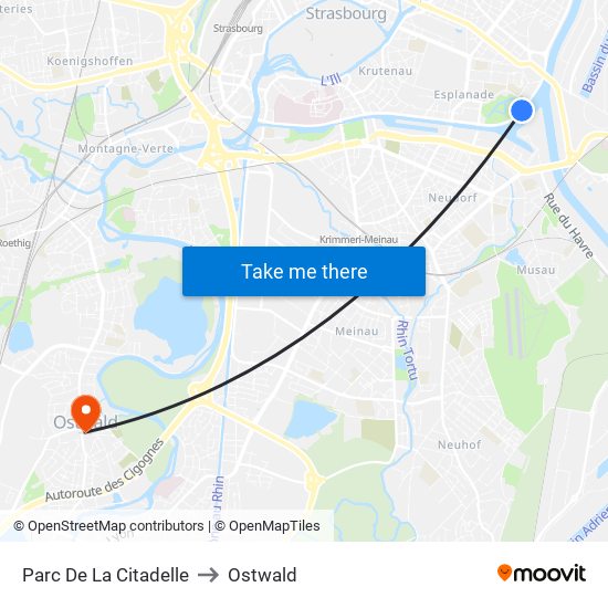 Parc De La Citadelle to Ostwald map