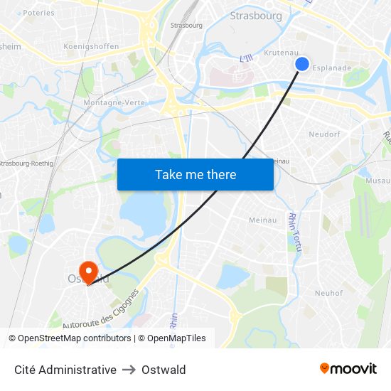 Cité Administrative to Ostwald map