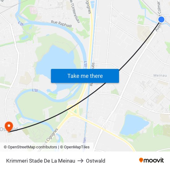 Krimmeri Stade De La Meinau to Ostwald map