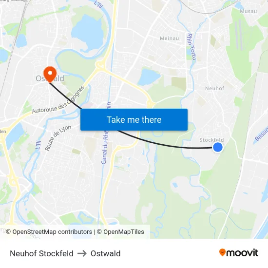 Neuhof Stockfeld to Ostwald map