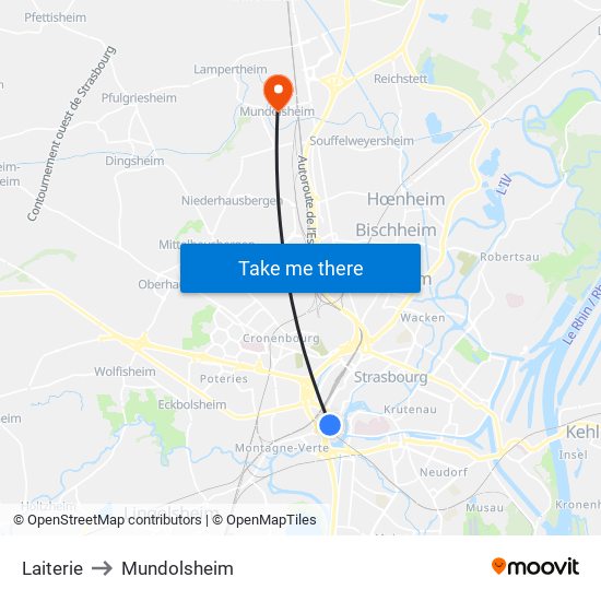 Laiterie to Mundolsheim map