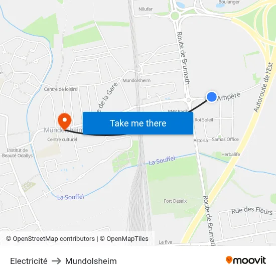 Electricité to Mundolsheim map