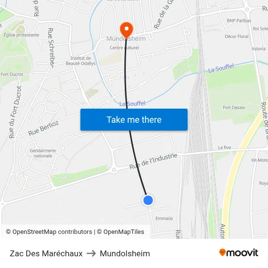 Zac Des Maréchaux to Mundolsheim map