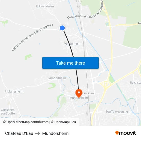Château D'Eau to Mundolsheim map