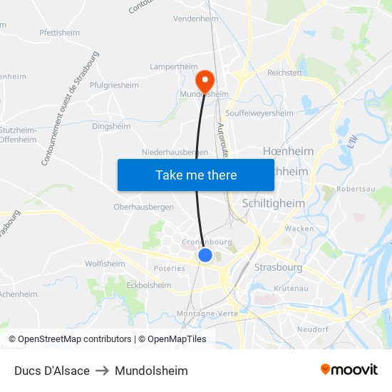 Ducs D'Alsace to Mundolsheim map