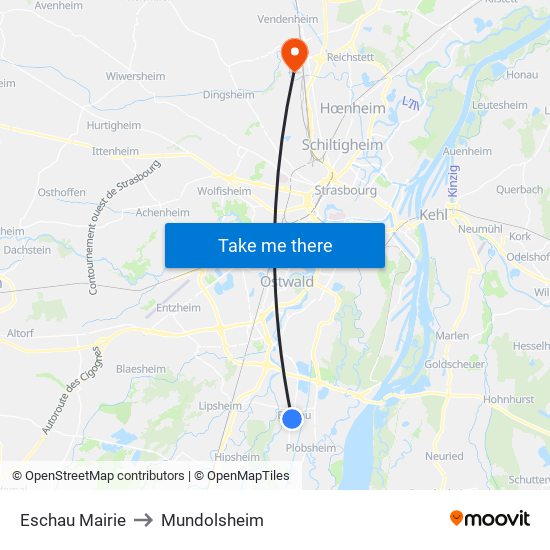 Eschau Mairie to Mundolsheim map