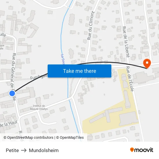 Petite to Mundolsheim map