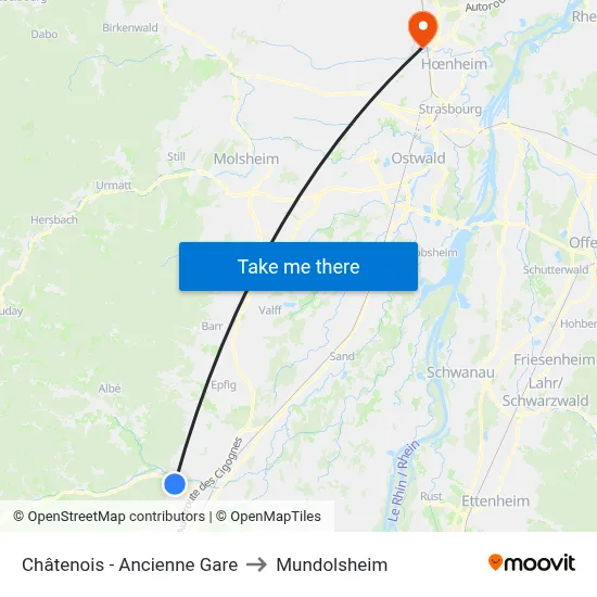 Châtenois - Ancienne Gare to Mundolsheim map