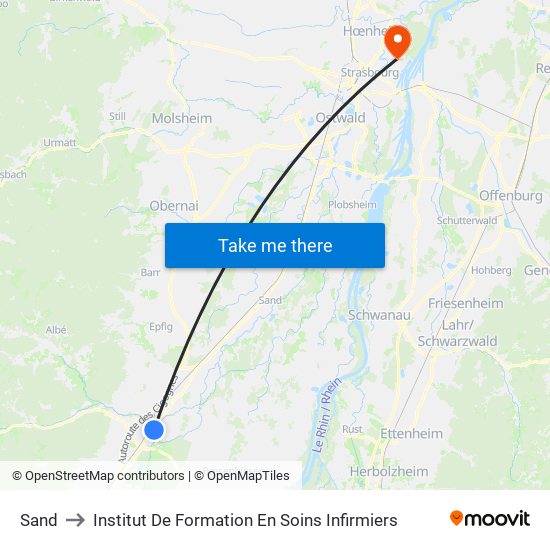 Sand to Institut De Formation En Soins Infirmiers map