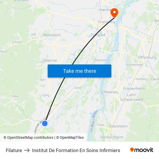 Filature to Institut De Formation En Soins Infirmiers map