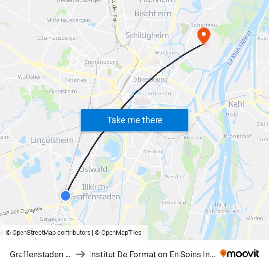 Graffenstaden Gare to Institut De Formation En Soins Infirmiers map
