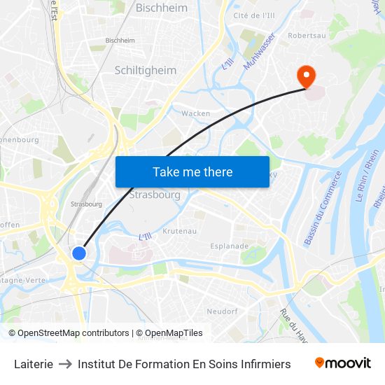 Laiterie to Institut De Formation En Soins Infirmiers map