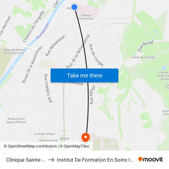 Clinique Sainte-Anne to Institut De Formation En Soins Infirmiers map