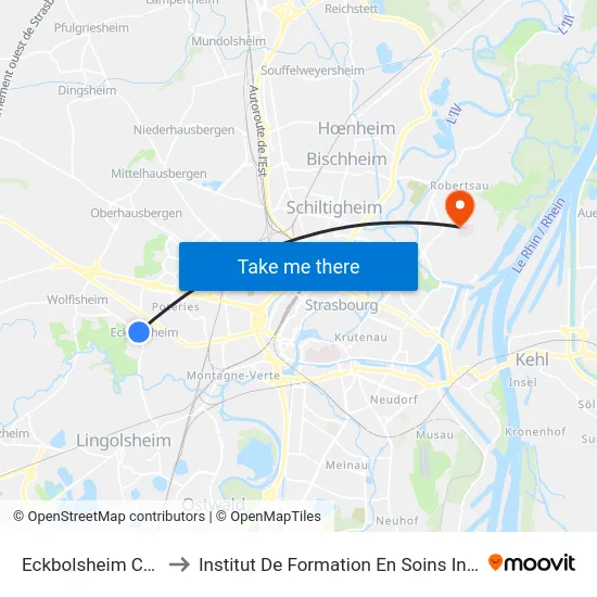 Eckbolsheim Centre to Institut De Formation En Soins Infirmiers map