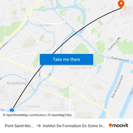 Pont Saint-Nicolas to Institut De Formation En Soins Infirmiers map