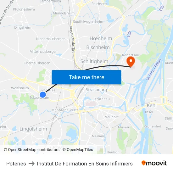Poteries to Institut De Formation En Soins Infirmiers map