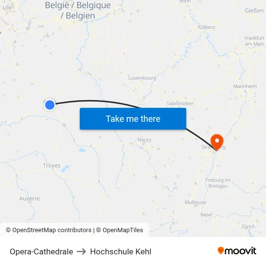 Opera-Cathedrale to Hochschule Kehl map
