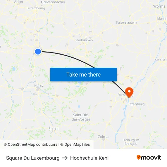 Square Du Luxembourg to Hochschule Kehl map