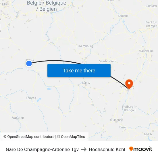 Gare De Champagne-Ardenne Tgv to Hochschule Kehl map