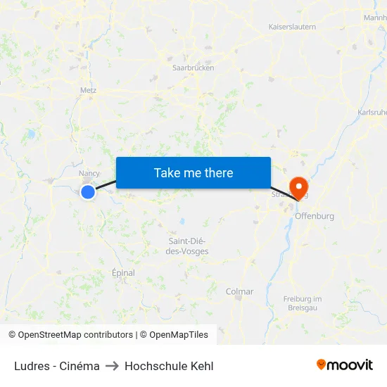 Ludres - Cinéma to Hochschule Kehl map