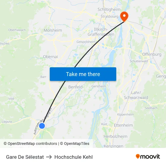Gare De Sélestat to Hochschule Kehl map