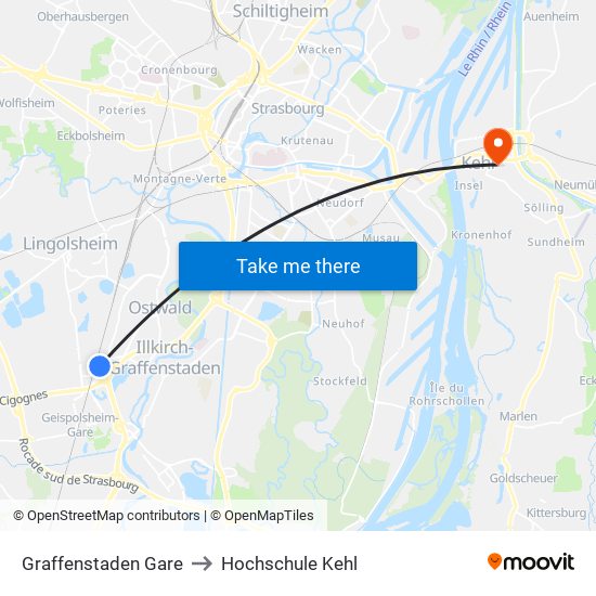 Graffenstaden Gare to Hochschule Kehl map