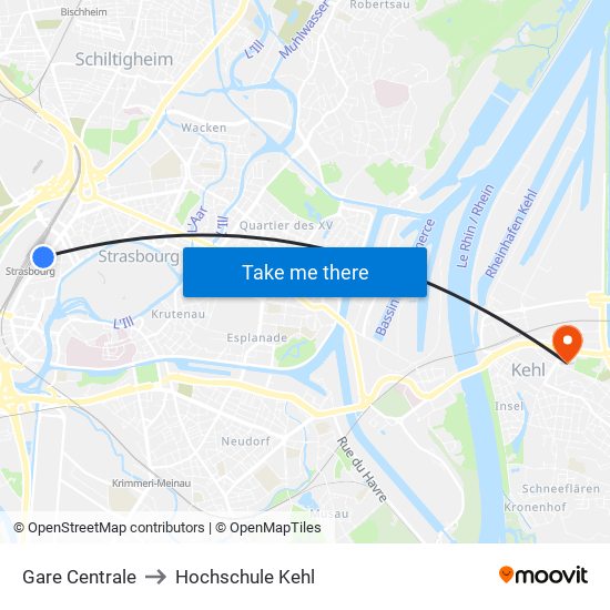 Gare Centrale to Hochschule Kehl map