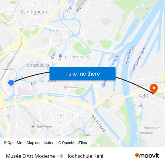 Musée D'Art Moderne to Hochschule Kehl map