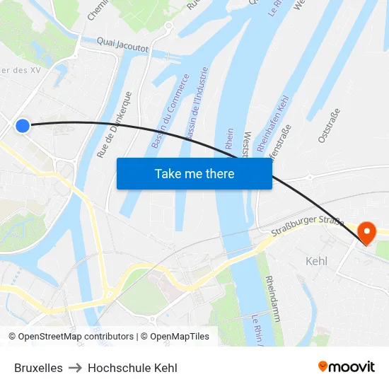 Bruxelles to Hochschule Kehl map